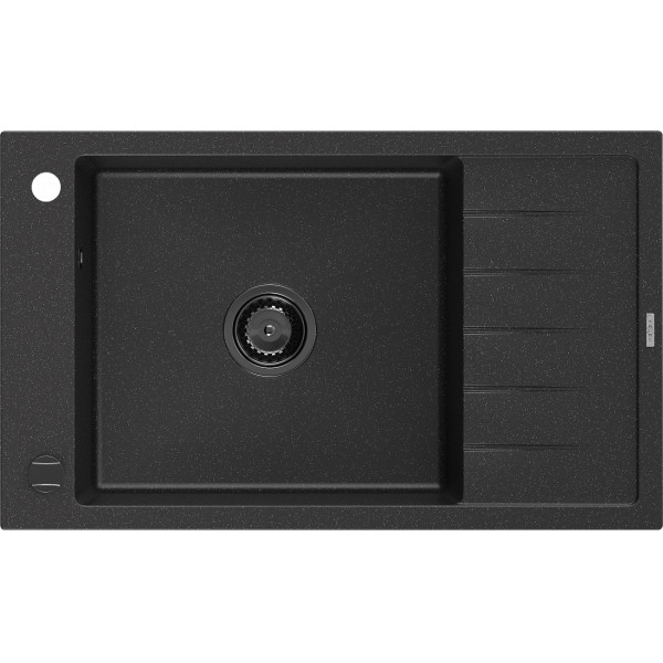 Mexen Elias   Chiuveta bucatarie granit 1 cuva + picurator+ cadou pop up sifon   795 x 480 mm, negru / chrom, sifon  negru  - 6511791005-73-B