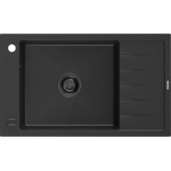 Mexen Elias   Chiuveta bucatarie granit 1 cuva + picurator+ cadou pop up sifon   795 x 480 mm, negru / chrom, sifon  negru  - 6511791005-73-B 1 Cuva 467680 Mexen