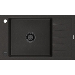 Mexen Elias   Chiuveta bucatarie granit 1 cuva + picurator+ cadou pop up sifon   795 x 480 mm, negru / auriu, sifon  negru  - 6511791005-75-B 1 Cuva 467680 Mexen