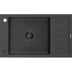 Mexen Elias   Chiuveta bucatarie granit 1 cuva + picurator+ cadou pop up sifon   795 x 480 mm, negru  piatra, sifon  negru  - 6511791005-76-B 1 Cuva 467680 Mexen