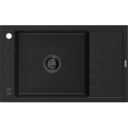 Mexen Elias   Chiuveta bucatarie granit 1 cuva + picurator+ cadou pop up sifon   795 x 480 mm, negru , sifon  negru  - 6511791005-77-B 1 Cuva 467680 Mexen