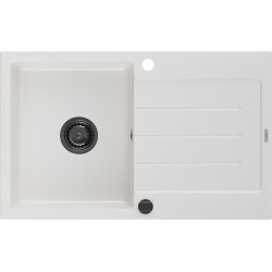 Mexen Bruno   Chiuveta bucatarie granit 1 cuva + picurator+ cadou pop up sifon   795 x 495 mm, alb , sifon  negru  - 6513791010-20-B 1 Cuva 467680 Mexen