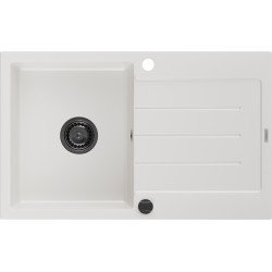 Mexen Bruno   Chiuveta bucatarie granit 1 cuva + picurator+ cadou pop up sifon   795 x 495 mm, alb , sifon  negru  - 6513791010-20-B 1 Cuva 467680 Mexen