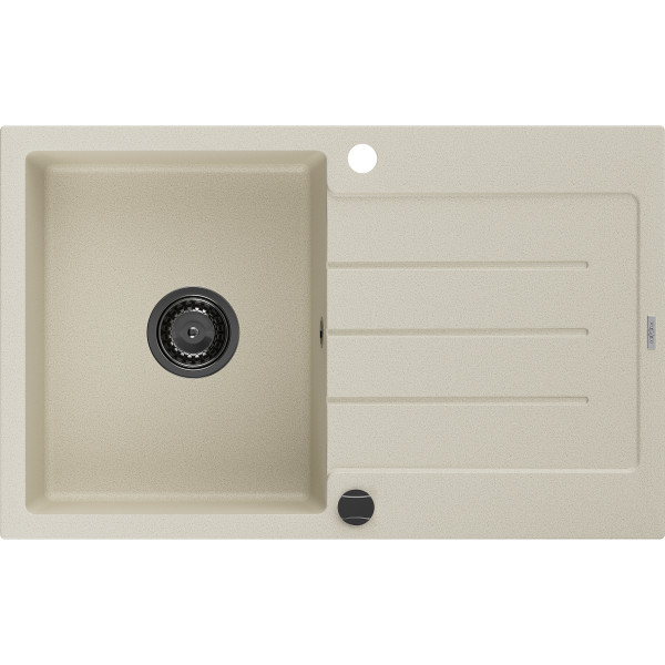 Mexen Bruno   Chiuveta bucatarie granit 1 cuva + picurator+ cadou pop up sifon   795 x 495 mm, beige, sifon  negru  - 6513791010-69-B