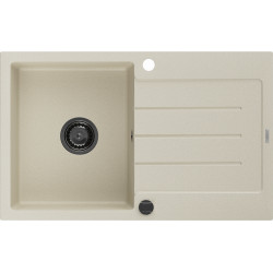 Mexen Bruno   Chiuveta bucatarie granit 1 cuva + picurator+ cadou pop up sifon   795 x 495 mm, beige, sifon  negru  - 6513791010-69-B 1 Cuva 467680 Mexen
