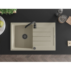 Mexen Bruno   Chiuveta bucatarie granit 1 cuva + picurator+ cadou pop up sifon   795 x 495 mm, beige, sifon  negru  - 6513791010-69-B 1 Cuva 467680 Mexen