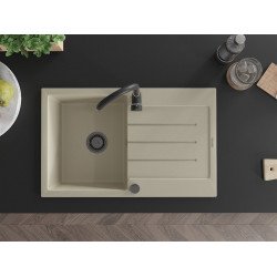 Mexen Bruno   Chiuveta bucatarie granit 1 cuva + picurator+ cadou pop up sifon   795 x 495 mm, beige, sifon  negru  - 6513791010-69-B 1 Cuva 467680 Mexen