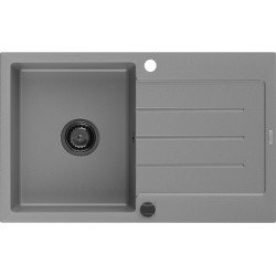 Mexen Bruno   Chiuveta bucatarie granit 1 cuva + picurator+ cadou pop up sifon   795 x 495 mm, gri , sifon  negru  - 6513791010-71-B 1 Cuva 467680 Mexen