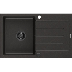 Mexen Bruno   Chiuveta bucatarie granit 1 cuva + picurator+ cadou pop up sifon   795 x 495 mm, negru / auriu, sifon  negru  - 6513791010-75-B 1 Cuva 467680 Mexen