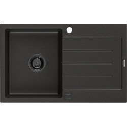 Mexen Bruno   Chiuveta bucatarie granit 1 cuva + picurator+ cadou pop up sifon   795 x 495 mm, negru / auriu, sifon  negru  - 6513791010-75-B 1 Cuva 467680 Mexen