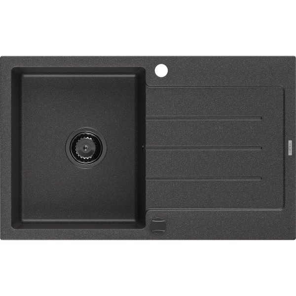 Mexen Bruno   Chiuveta bucatarie granit 1 cuva + picurator+ cadou pop up sifon   795 x 495 mm, negru  piatra, sifon  negru  - 6513791010-76-B