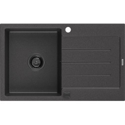 Mexen Bruno   Chiuveta bucatarie granit 1 cuva + picurator+ cadou pop up sifon   795 x 495 mm, negru  piatra, sifon  negru  - 6513791010-76-B 1 Cuva 467680 Mexen
