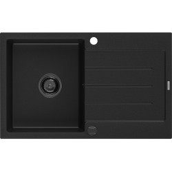 Mexen Bruno   Chiuveta bucatarie granit 1 cuva + picurator+ cadou pop up sifon   795 x 495 mm, negru , sifon  negru  - 6513791010-77-B 1 Cuva 467680 Mexen