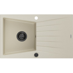 Mexen Cesar   Chiuveta bucatarie granit 1 cuva + picurator+ cadou pop up sifon   775 x 470 mm, beige, sifon  negru  - 6514771010-69-B 1 Cuva 467680 Mexen