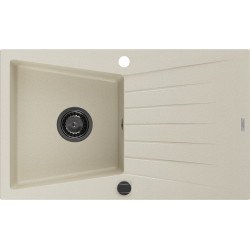 Mexen Cesar   Chiuveta bucatarie granit 1 cuva + picurator+ cadou pop up sifon   775 x 470 mm, beige, sifon  negru  - 6514771010-69-B 1 Cuva 467680 Mexen
