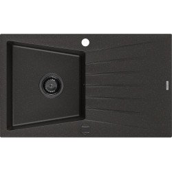 Mexen Cesar   Chiuveta bucatarie granit 1 cuva + picurator+ cadou pop up sifon   775 x 470 mm, negru / auriu, sifon  negru  - 6514771010-75-B 1 Cuva 467680 Mexen