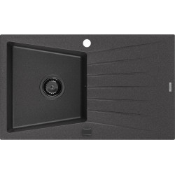 Mexen Cesar   Chiuveta bucatarie granit 1 cuva + picurator+ cadou pop up sifon   775 x 470 mm, negru  piatra, sifon  negru  - 6514771010-76-B 1 Cuva 467680 Mexen