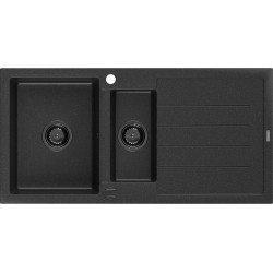 Mexen Andres   Chiuveta bucatarie granit 1,5 cuva + picurator+ cadou pop up sifon   1000 x 500 mm negru / chrom sifon  negru  - 6515101510-73-B 1,5 Cuva 467680 Mexen