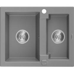 Mexen Carlos   Chiuveta bucatarie granit 1,5 cuva+ cadou pop up sifon  582 x 475 mm, gri , sifon   chrom - 6518581500-71 1,5 Cuva 467680 Mexen