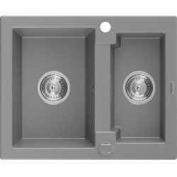 Mexen Carlos   Chiuveta bucatarie granit 1,5 cuva+ cadou pop up sifon  582 x 475 mm, gri , sifon   chrom - 6518581500-71 1,5 Cuva 467680 Mexen