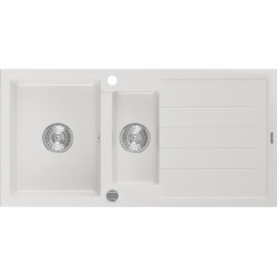 Mexen Andres   Chiuveta bucatarie granit 1,5 cuva + picurator+ cadou pop up sifon   1000 x 500 mm, alb  - 6515101510-20 1,5 Cuva 467680 Mexen