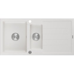 Mexen Andres   Chiuveta bucatarie granit 1,5 cuva + picurator+ cadou pop up sifon   1000 x 500 mm, alb  - 6515101510-20 1,5 Cuva 467680 Mexen