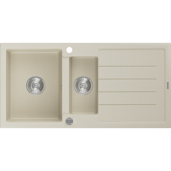 Mexen Andres   Chiuveta bucatarie granit 1,5 cuva + picurator+ cadou pop up sifon   1000 x 500 mm, beige - 6515101510-69