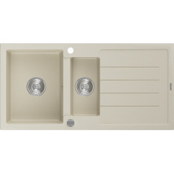 Mexen Andres   Chiuveta bucatarie granit 1,5 cuva + picurator+ cadou pop up sifon   1000 x 500 mm, beige - 6515101510-69 1,5 Cuva 467680 Mexen