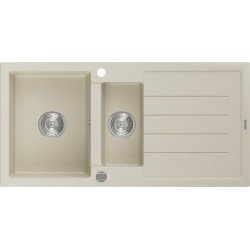 Mexen Andres   Chiuveta bucatarie granit 1,5 cuva + picurator+ cadou pop up sifon   1000 x 500 mm, beige - 6515101510-69 1,5 Cuva 467680 Mexen
