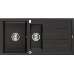 Mexen Andres   Chiuveta bucatarie granit 1,5 cuva + picurator+ cadou pop up sifon   1000 x 500 mm, negru / auriu - 6515101510-75 1,5 Cuva 467680 Mexen