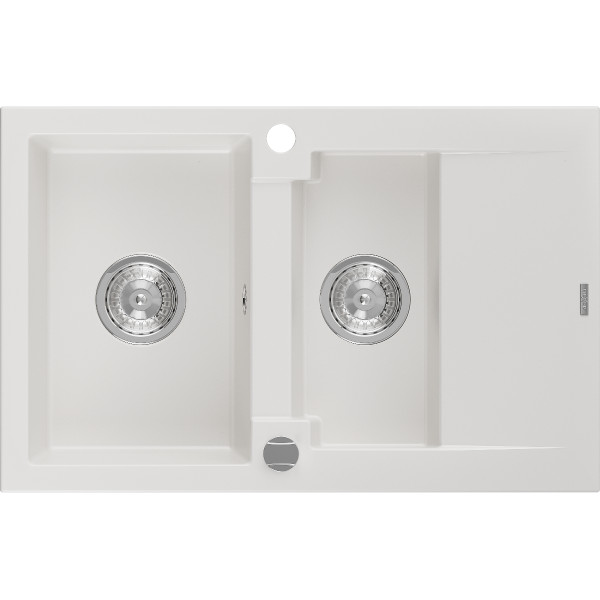 Mexen Gaspar   Chiuveta bucatarie granit 1,5 cuva + picurator+ cadou pop up sifon   737 x 475 mm, alb  - 6507731505-20