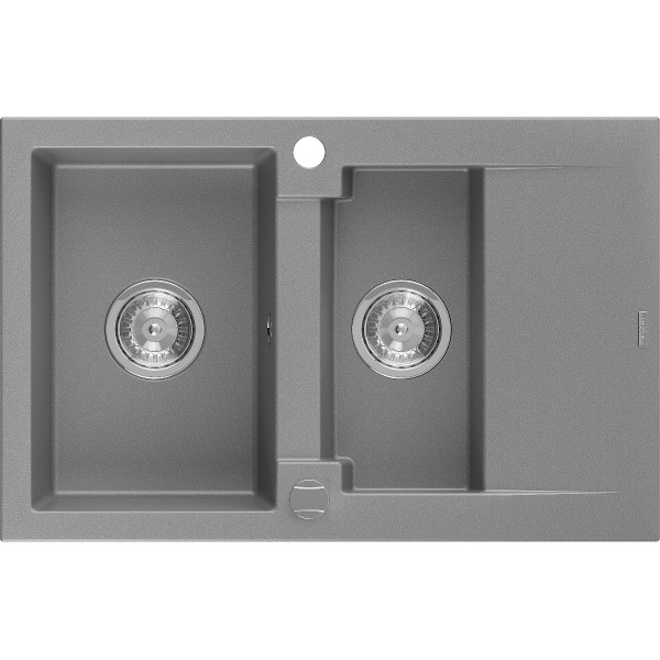 Mexen Gaspar   Chiuveta bucatarie granit 1,5 cuva + picurator+ cadou pop up sifon   737 x 475 mm, gri - 6507731505-71