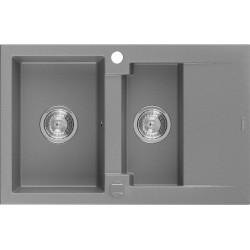 Mexen Gaspar   Chiuveta bucatarie granit 1,5 cuva + picurator+ cadou pop up sifon   737 x 475 mm, gri - 6507731505-71 1,5 Cuva 467680 Mexen