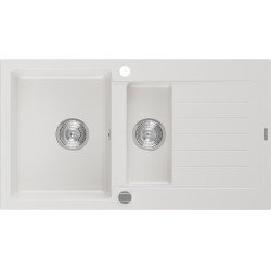 Mexen Matias   Chiuveta bucatarie granit 1,5 cuva + picurator+ cadou pop up sifon   90 x 50,5 cm, alb  - 6502901505-20 1,5 Cuva 467680 Mexen