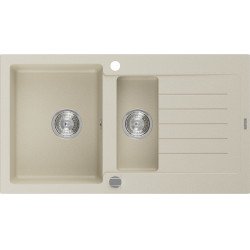 Mexen Matias   Chiuveta bucatarie granit 1,5 cuva + picurator+ cadou pop up sifon   90 x 50,5 cm, beige - 6502901505-69 1,5 Cuva 467680 Mexen