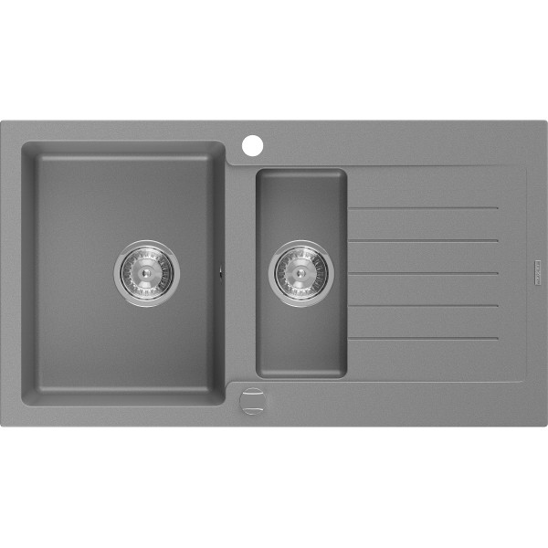 Mexen Matias   Chiuveta bucatarie granit 1,5 cuva + picurator+ cadou pop up sifon   90 x 50,5 cm, gri  - 6502901505-71