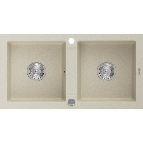 Mexen Mario   Chiuveta bucatarie granit 2 cuva+ cadou pop up sifon   82,6 x 43,6 cm, beige - 6504822000-69