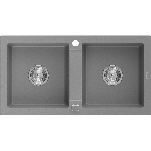 Mexen Mario   Chiuveta bucatarie granit 2 cuva+ cadou pop up sifon   82,6 x 43,6 cm, gri  - 6504822000-71