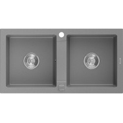 Mexen Mario   Chiuveta bucatarie granit 2 cuva+ cadou pop up sifon   82,6 x 43,6 cm, gri  - 6504822000-71 2 Cuva 467680 Mexen