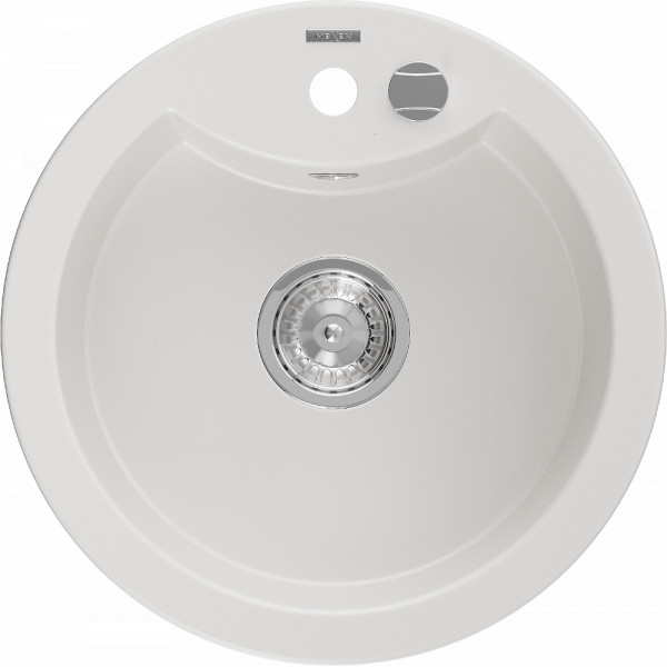 Mexen Diego   Chiuveta bucatarie granit rotund+ cadou pop up sifon  488 x 480 mm, alb  - 6512481000-20