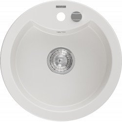 Mexen Diego   Chiuveta bucatarie granit rotund+ cadou pop up sifon  488 x 480 mm, alb  - 6512481000-20 Rotund 467680 Mexen