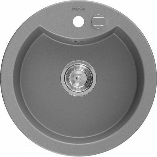 Mexen Diego  Chiuveta bucatarie granit rotund+ cadou pop up sifon 488 x 480 mm, gri  - 6512481000-71