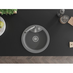 Mexen Diego  Chiuveta bucatarie granit rotund+ cadou pop up sifon 488 x 480 mm, gri  - 6512481000-71