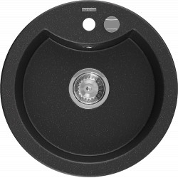 Mexen Diego   Chiuveta bucatarie granit rotund+ cadou pop up sifon  488 x 480 mm, negru / chrom - 6512481000-73 Rotund 467680 Mexen