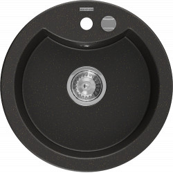 Mexen Diego   Chiuveta bucatarie granit rotund+ cadou pop up sifon  488 x 480 mm, negru / auriu - 6512481000-75 Rotund 467680 Mexen