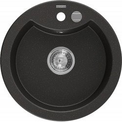 Mexen Diego   Chiuveta bucatarie granit rotund+ cadou pop up sifon  488 x 480 mm, negru / auriu - 6512481000-75 Rotund 467680 Mexen