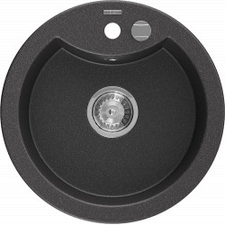 Mexen Diego   Chiuveta bucatarie granit rotund+ cadou pop up sifon  488 x 480 mm, negru  piatra - 6512481000-76 Rotund 467680 Mexen