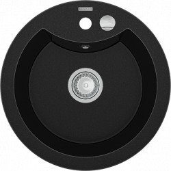 Mexen Diego   Chiuveta bucatarie granit rotund+ cadou pop up sifon  488 x 480 mm, negru  - 6512481000-77 Rotund 467680 Mexen