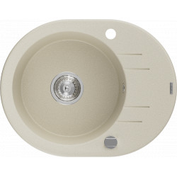 Mexen Kevin   Chiuveta bucatarie granit rotund + cadou pop up sifon 586 x 458 mm, beige, sifon   chrom - 6517581005-69 Rotund 467680 Mexen