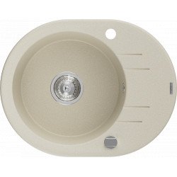 Mexen Kevin   Chiuveta bucatarie granit rotund + cadou pop up sifon 586 x 458 mm, beige, sifon   chrom - 6517581005-69 Rotund 467680 Mexen